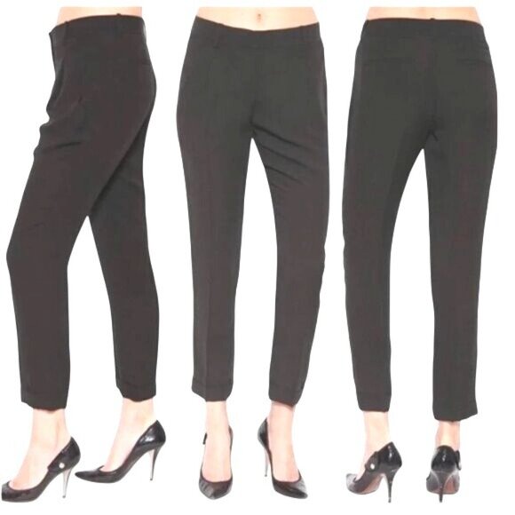 Theory Womens Black Tappered Leg Pleated Pants Silk & Spandex Blend Size 10 - Picture 13 of 13
